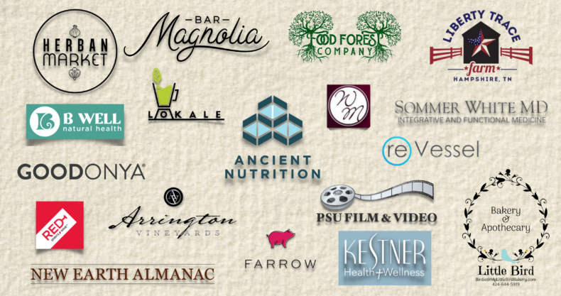 Company logos of sponsors and vendors and donors